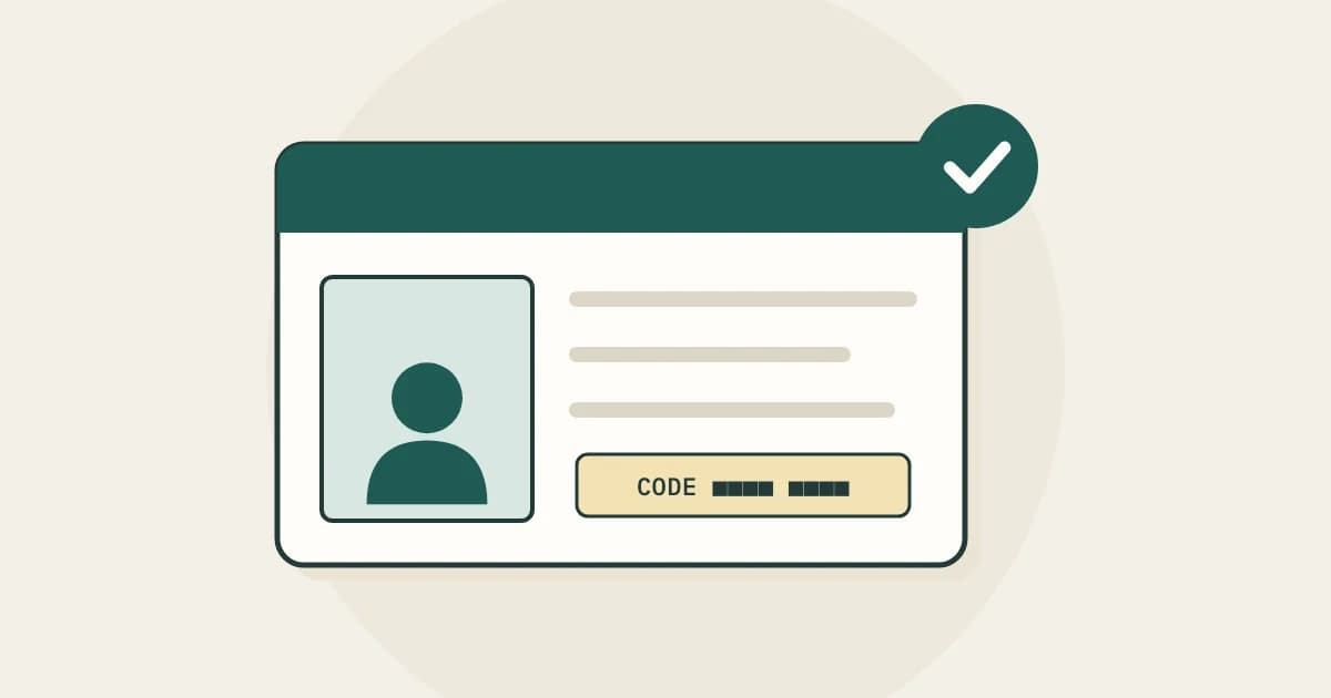 A director's identity card with a personal code and a verified tick